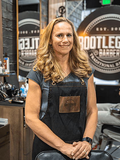 Kayla, barber at Bootlegged Barber