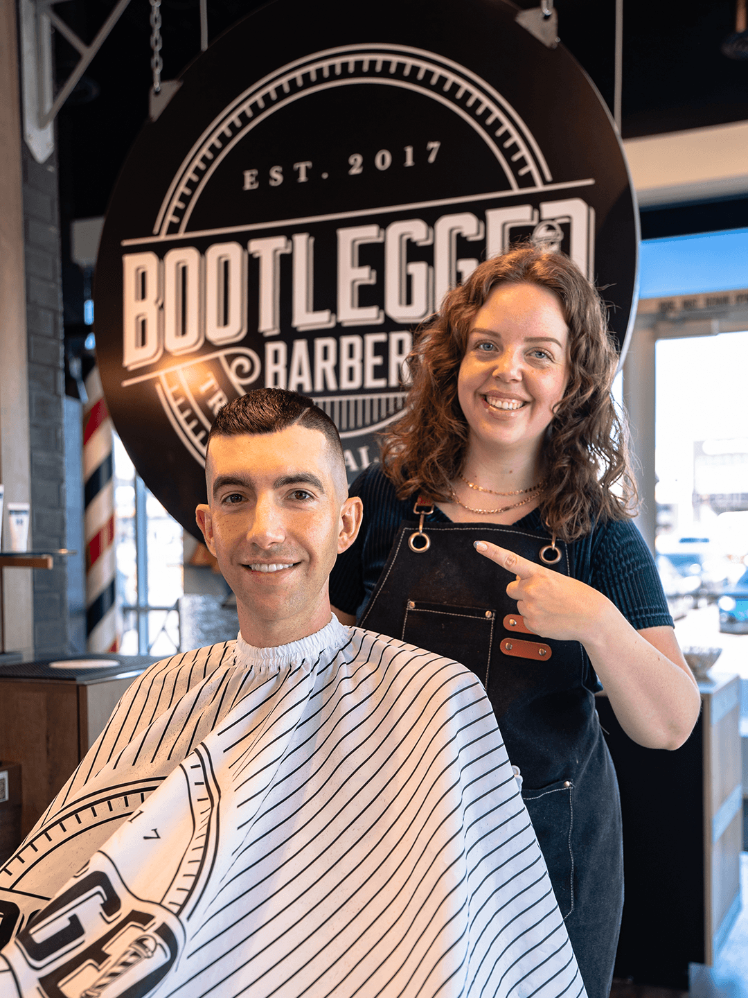 Maegan, barber at Bootlegged Barber