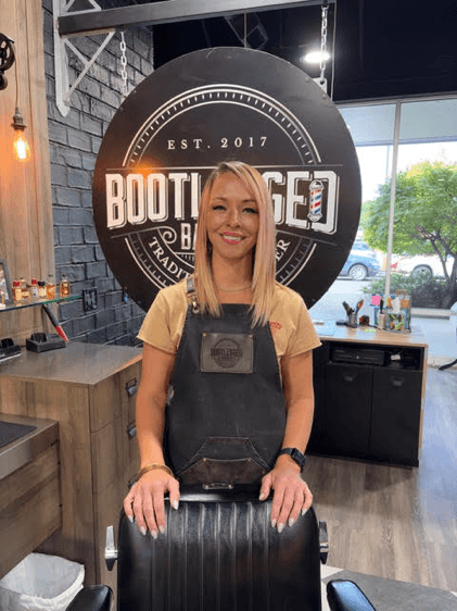 Mandy, barber at Bootlegged Barber